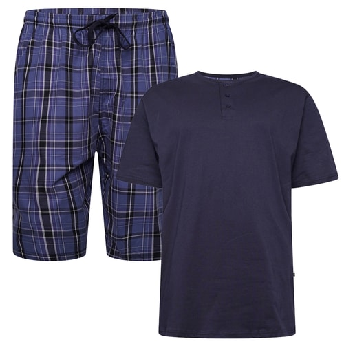 KAM Henley-T-Shirt und karierte Shorts im Set, Marineblau